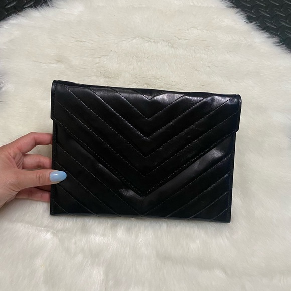 Authentic YSL Vintage Leather Quilted Clutch Bag - Picture 7 of 14